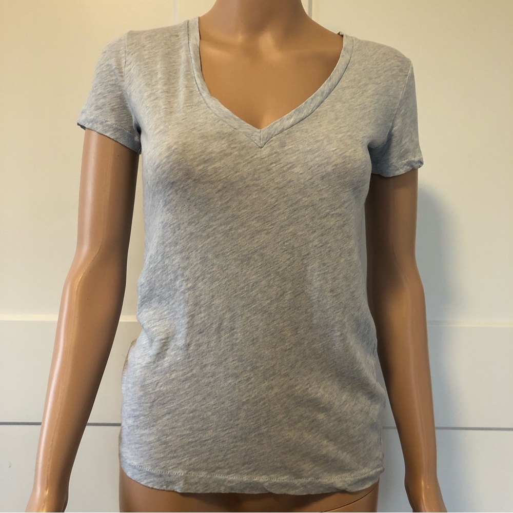 J. Crew Vintage Cotton Heather Blue V Neck Short Sleeves Tee T-Shirt Top XXS